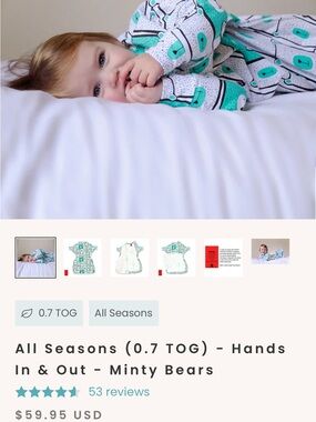 All Seasons Minty Bears Kids Sleep Sack Bundle